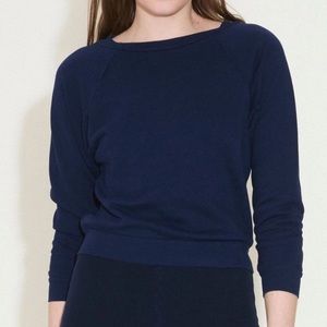 Suzie Kondi Frenchy terry raglan top navy sweatshirt XS